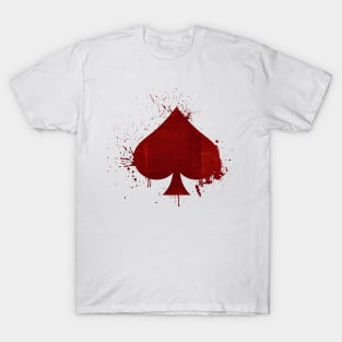 ACE The Spade Grunge Art With Red Color On Black Background T-Shirt